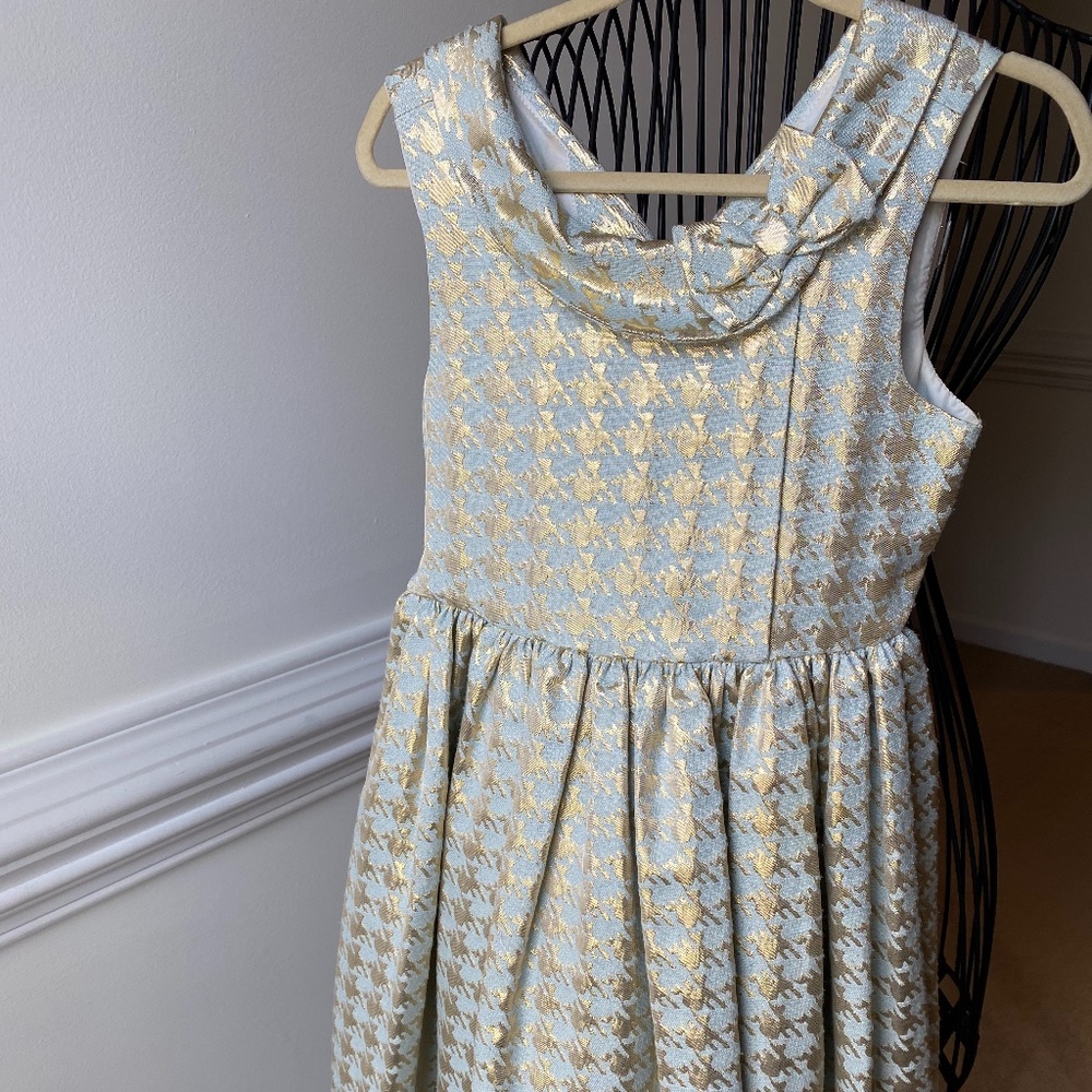 BEAUTIFUL gold and turquoise girls evening dress